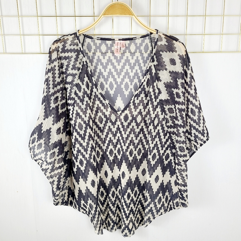 Sweet Pea by Stacy Frati Y2K Whimsigoth Printed Sheer Mesh Blouson Blo…